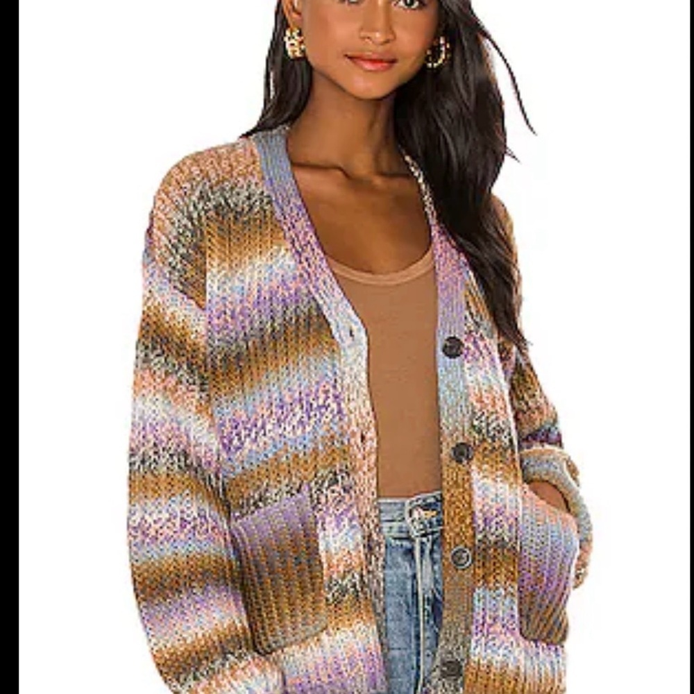 cupcakes & cashmere Pastel Striped Cardigan